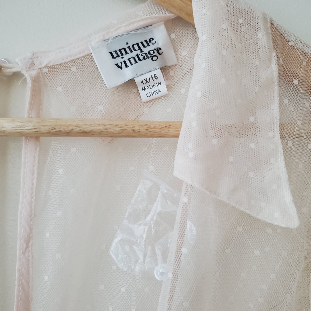 Unique Vintage Swiss Dot Tulle Sweetheart Retro Swing Dress - Picture 5 of 16